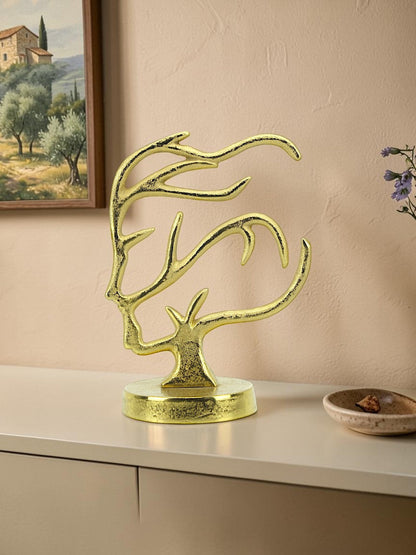 Golden Blossom: Handcrafted Aluminum Girl Artistic Sculpture Ornament