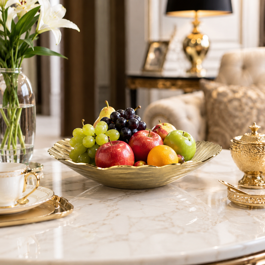 Golden Decor Aluminum Bowl - Add Glamour to Your Home Decor
