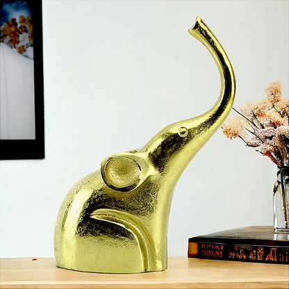 Golden Tusks: Handcrafted Aluminum Elephant Sculpture