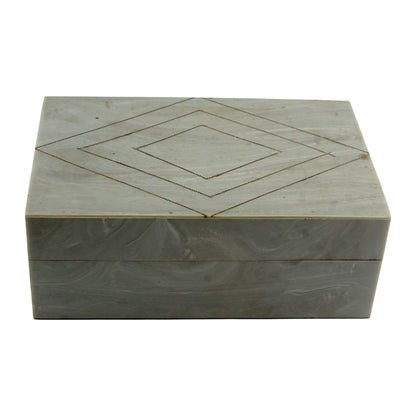 Grey Bone Inlay Handcrafted Trinket Box - Elegant Storage for Jewelry and Keepsakes