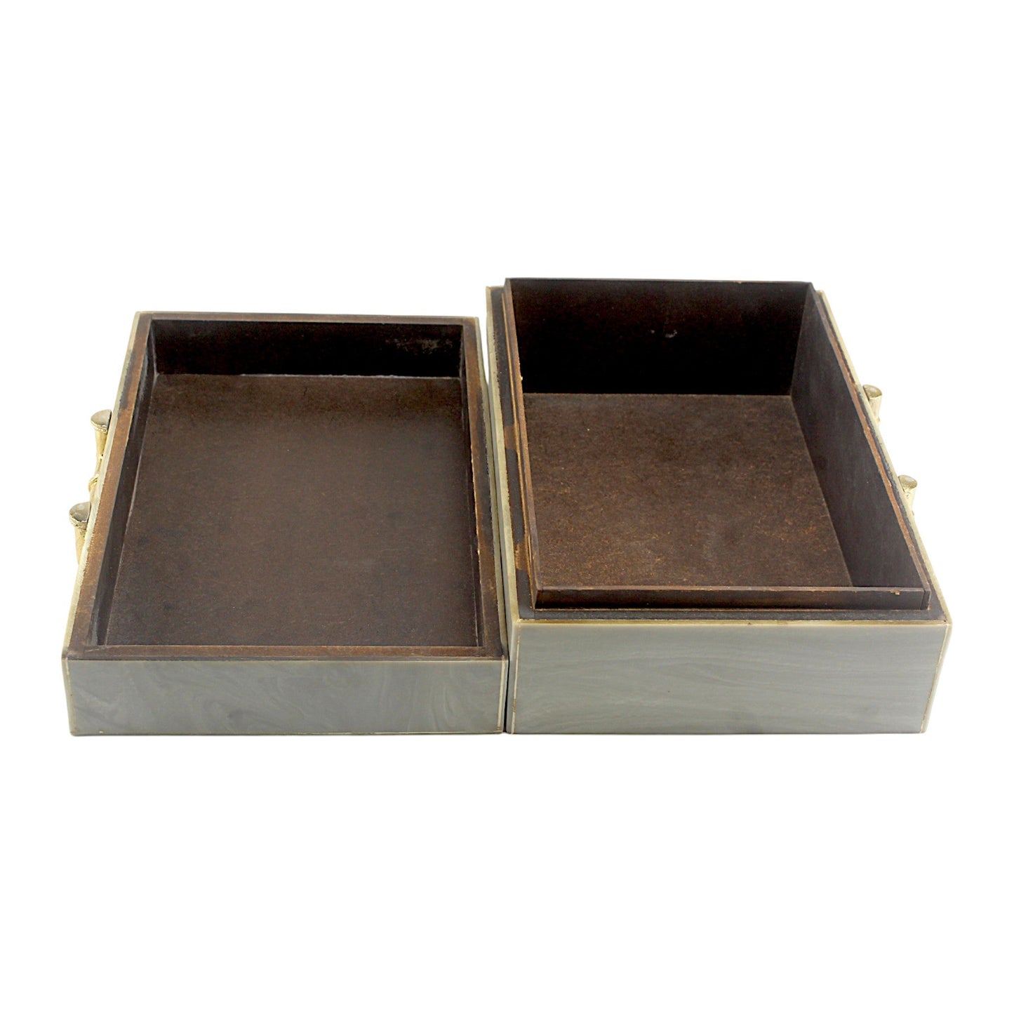 Grey Bone Inlay Handcrafted Trinket Box - Elegant Storage for Jewelry and Keepsakes