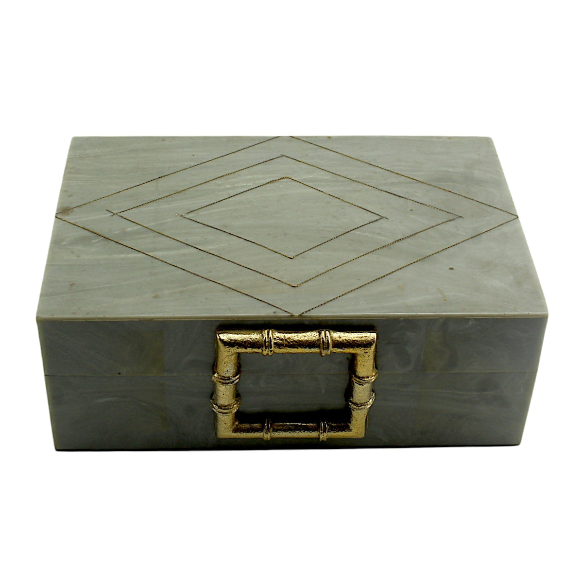 Grey Bone Inlay Handcrafted Trinket Box - Elegant Storage for Jewelry and Keepsakes
