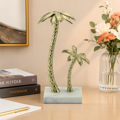 Handcrafted Aluminium Coconut Trees: Exquisite Decor Object with Marble Base