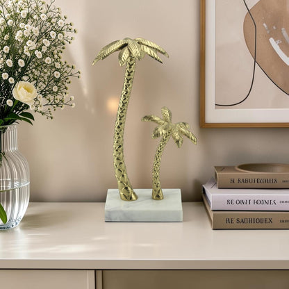 Handcrafted Aluminium Coconut Trees: Exquisite Decor Object with Marble Base