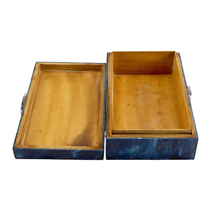 Handcrafted Blue Resin Trinket Box – Elegant Storage Solution
