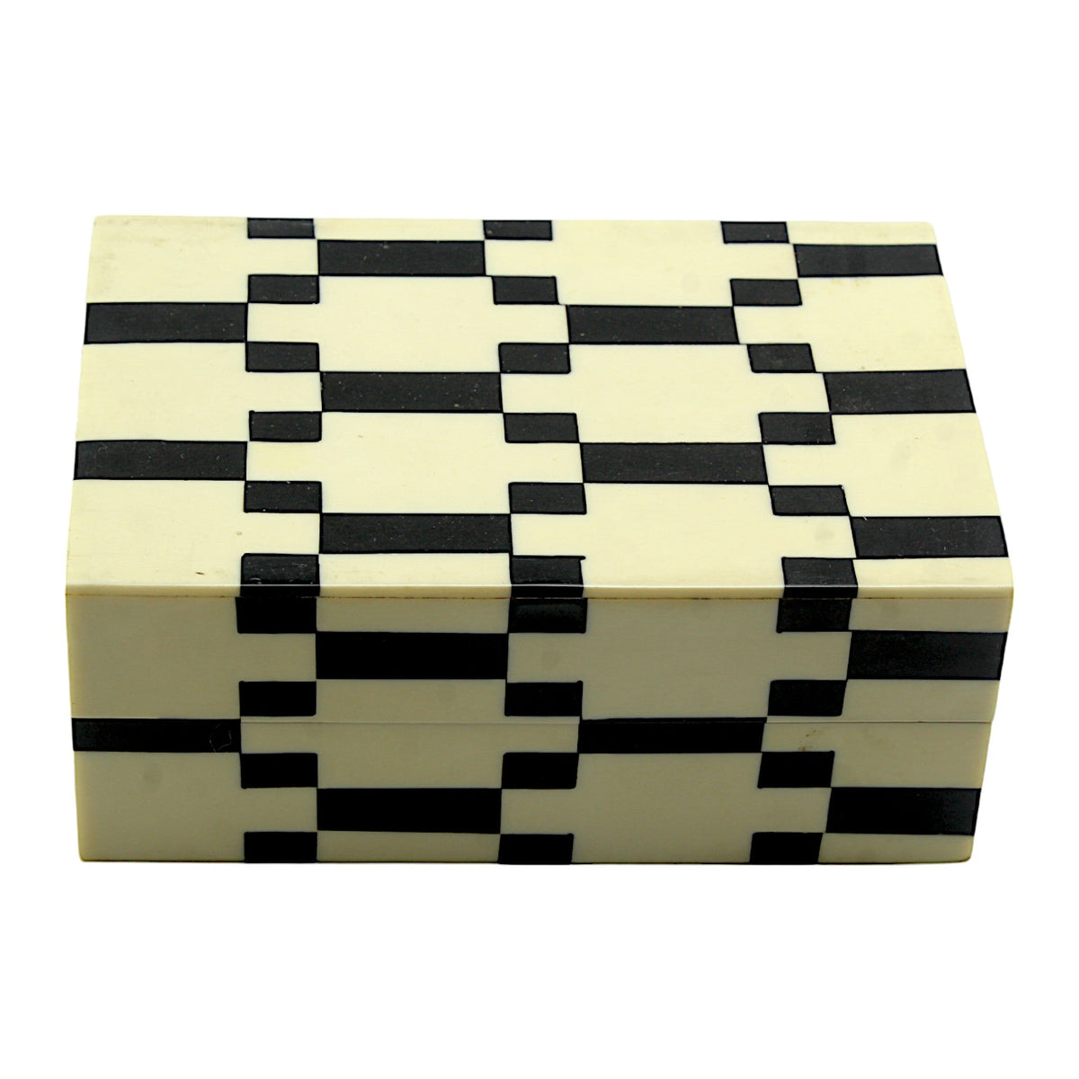 Handcrafted Bone Inlay Trinket Box – Antique Black and White Design