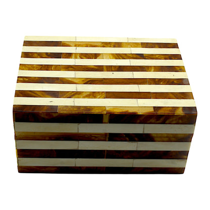 Handcrafted Bone Inlay Trinket Box – Antique Stripe Design