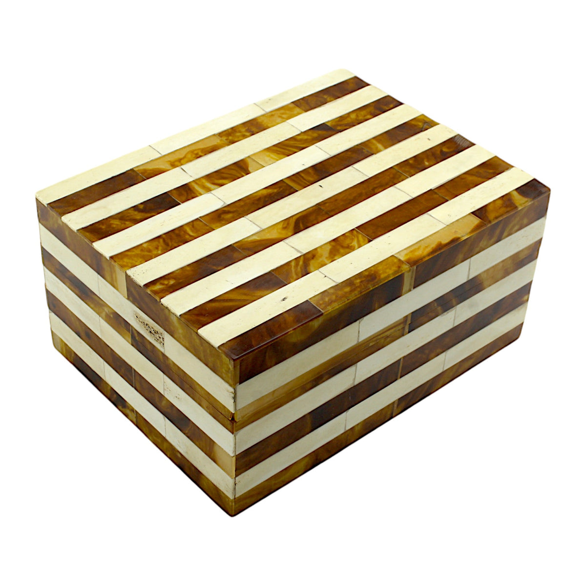 Handcrafted Bone Inlay Trinket Box – Antique Stripe Design