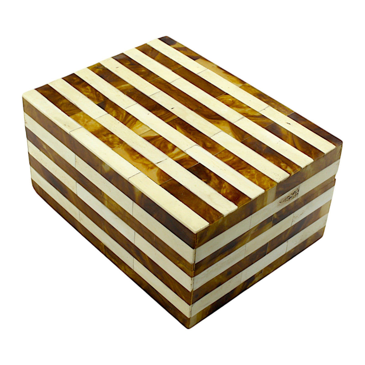 Handcrafted Bone Inlay Trinket Box – Antique Stripe Design