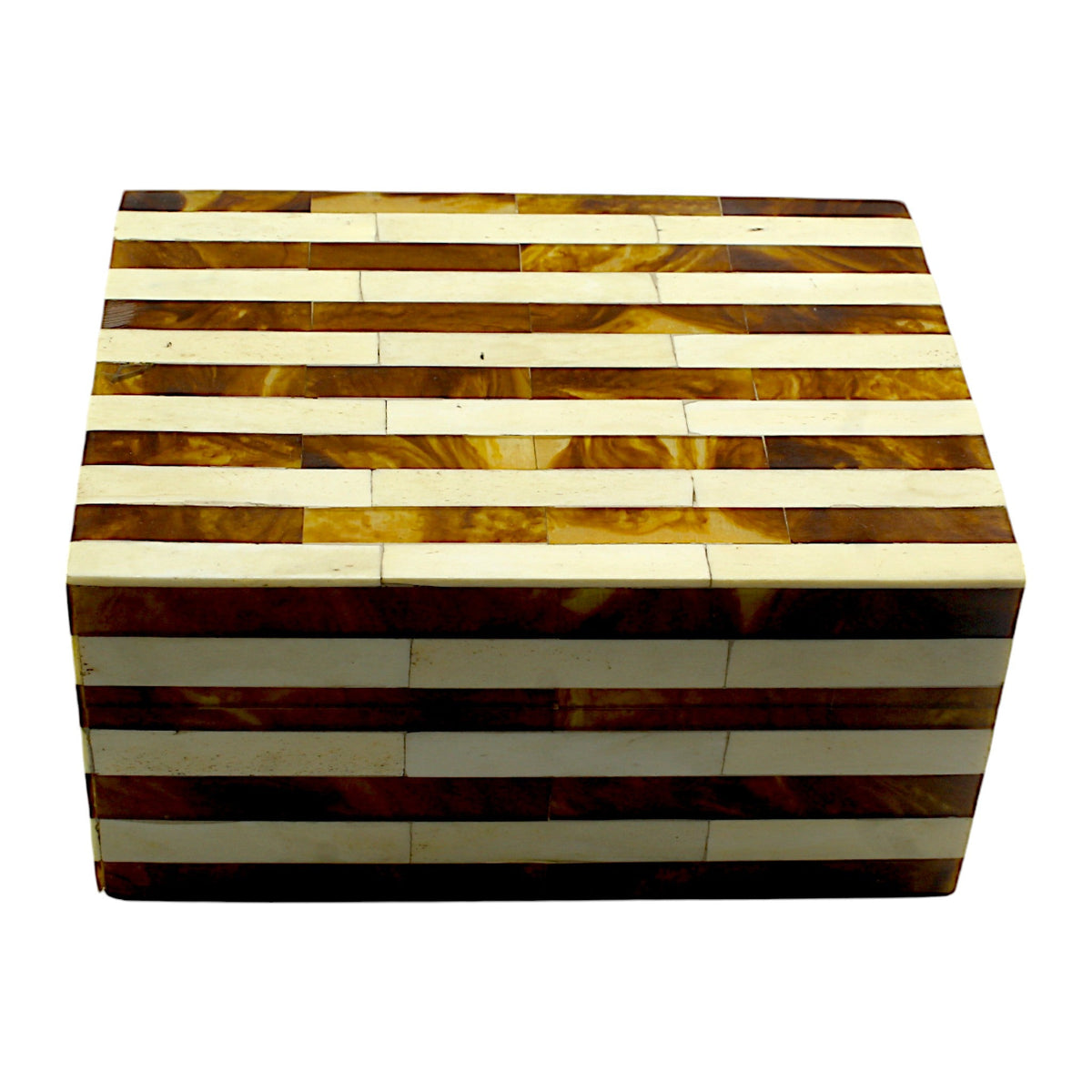 Handcrafted Bone Inlay Trinket Box – Antique Stripe Design