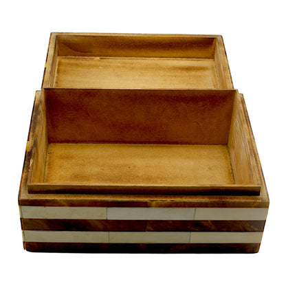 Handcrafted Bone Inlay Trinket Box – Antique Stripe Design
