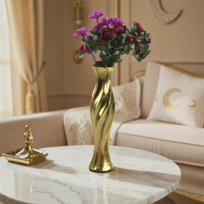 Handcrafted Golden Aluminium Pillar-Shaped Flower Vase: Timeless Elegance for Your Home Decor