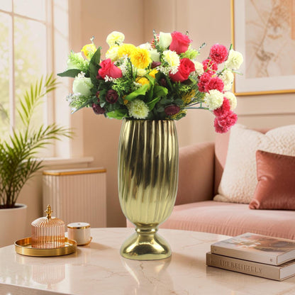Handcrafted Golden Aluminum Flower Vase: Elegant Home Décor Accent