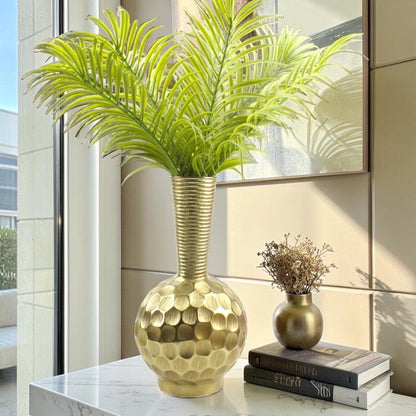 Handcrafted Golden Aluminum Flower Vase: Timeless Elegance for Your Home