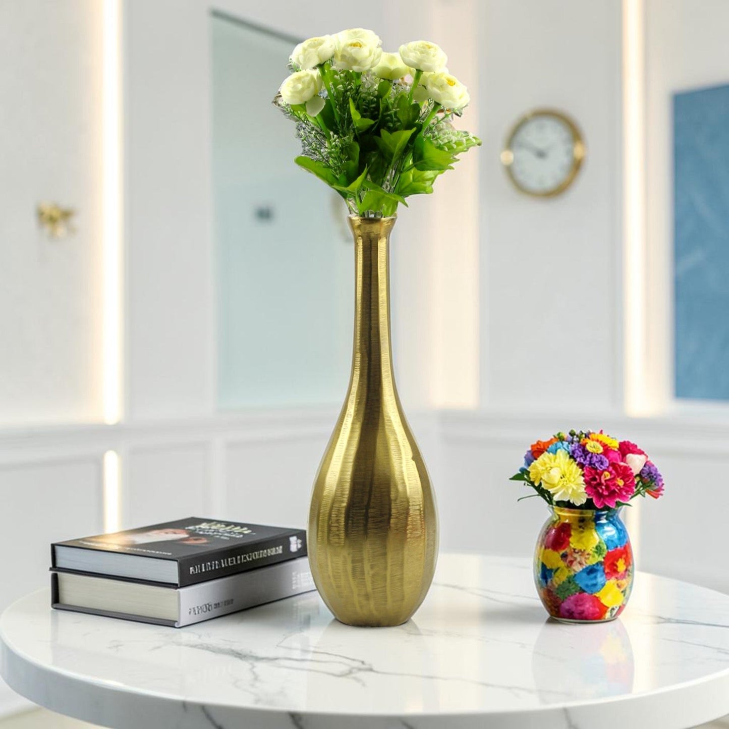 Handcrafted Golden Aluminum Flower Vase: Timeless Elegance for Your Home