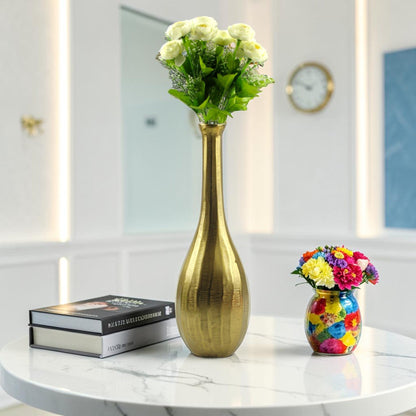 Handcrafted Golden Aluminum Flower Vase: Timeless Elegance for Your Home