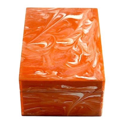 Handcrafted Orange Bone Inlay Trinket Box – Artistic Storage Solution