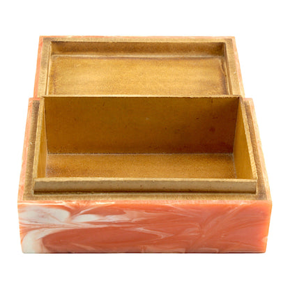 Handcrafted Orange Bone Inlay Trinket Box – Artistic Storage Solution