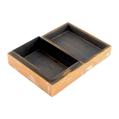 Handcrafted Orange Marble Resin Trinket Box with Abstract Design