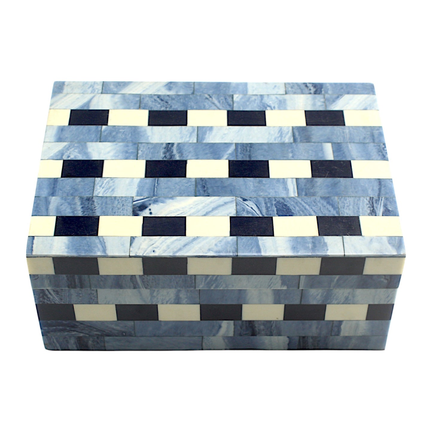 Blue Striped Resin Trinket Box – Elegant Decorative Storage for Small Essentials
