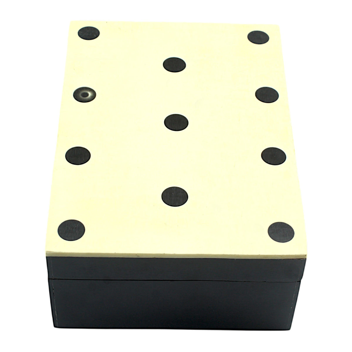 Handmade Bone Inlay Trinket Box – Elegant White with Black Base, Timeless Craftsmanship