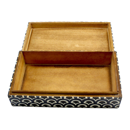 Handmade Black & White Traditional Resin Trinket Box – Rectangular, Timeless Craftsmanship