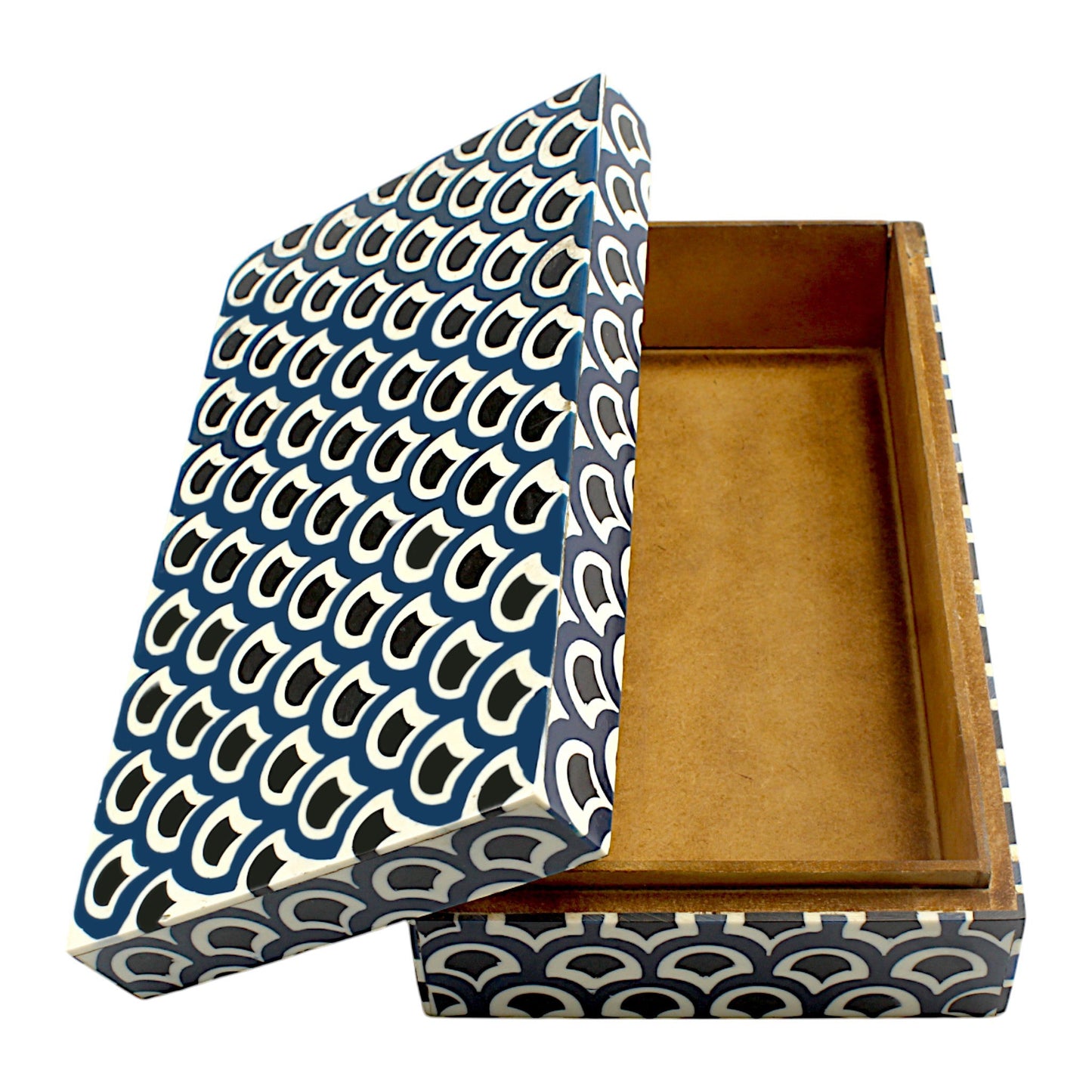 Handmade Black & White Traditional Resin Trinket Box – Rectangular, Timeless Craftsmanship