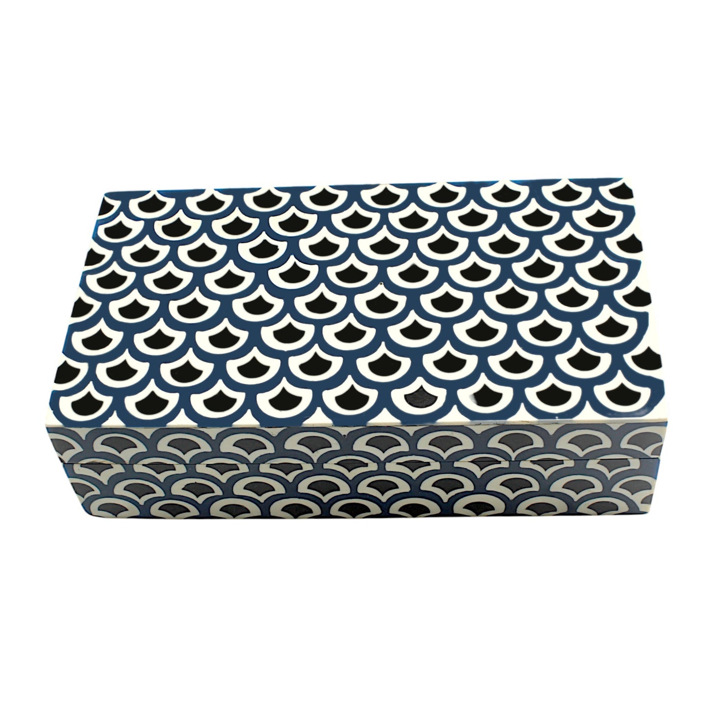 Handmade Black & White Traditional Resin Trinket Box – Rectangular, Timeless Craftsmanship