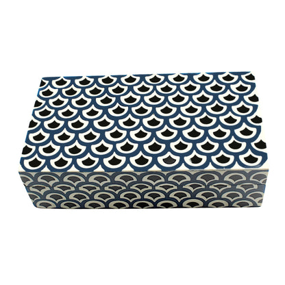 Handmade Black & White Traditional Resin Trinket Box – Rectangular, Timeless Craftsmanship