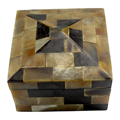 Handmade Black & White Antique Traditional Horn Trinket Box – Square, Elegant & Timeless