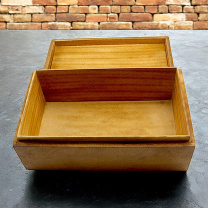 Handmade Black & White Bone and Wood Rectangular Trinket Box – White & Orange Design, Elegant Storage