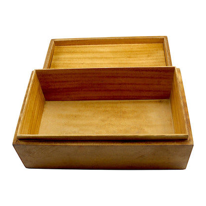 Handmade Black & White Bone and Wood Rectangular Trinket Box – White & Orange Design, Elegant Storage