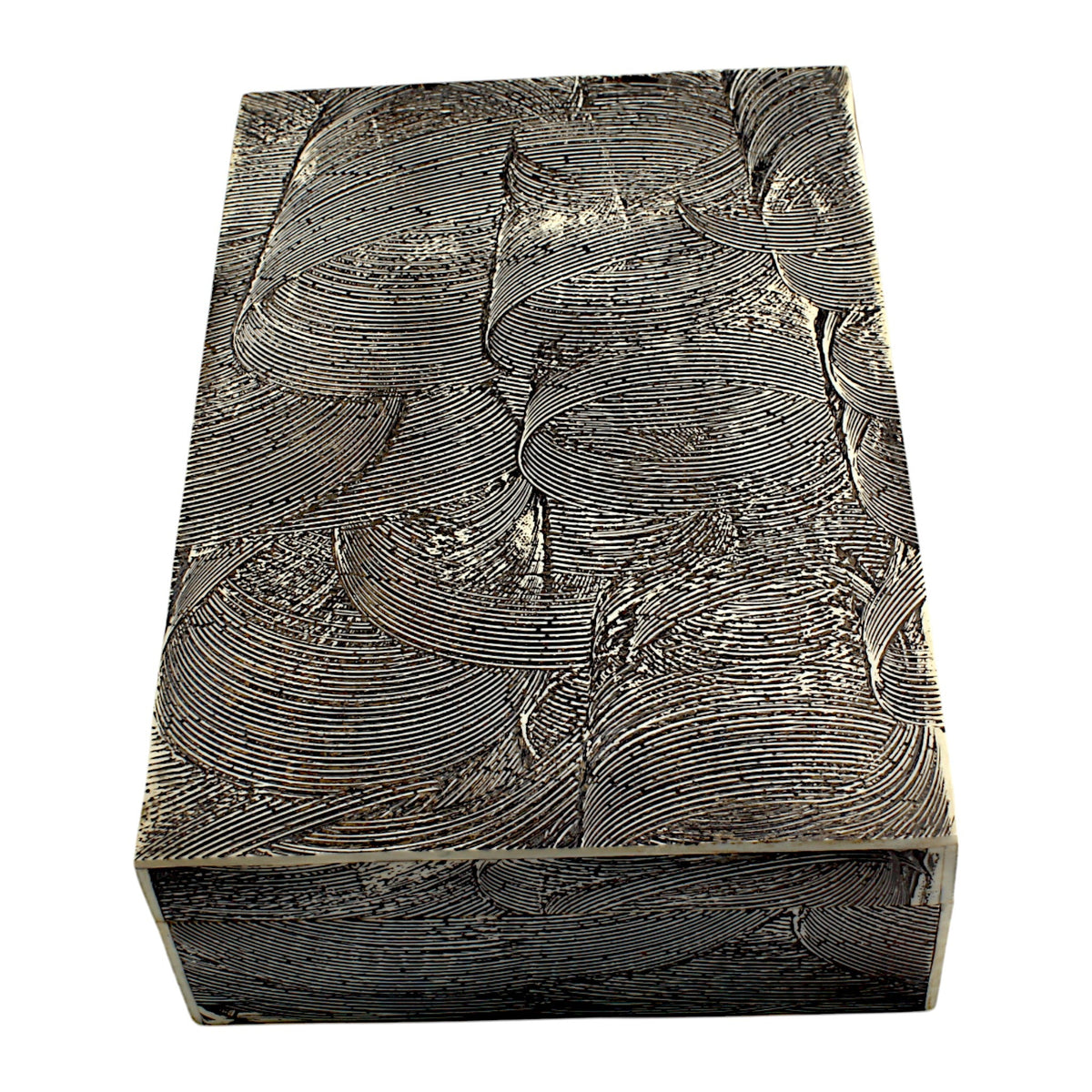 Handmade Black Mix Bone Trinket Box – Rectangular with Antique Design, Timeless Elegance for Your Keepsakes