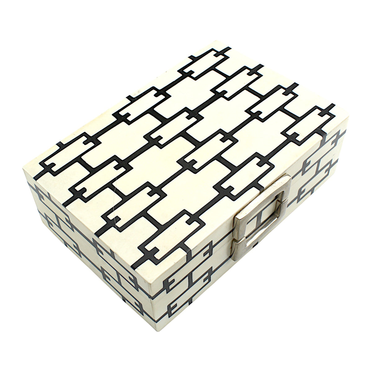 Handmade Black & White Resin Trinket Box – Elegant Rectangular Storage Solution