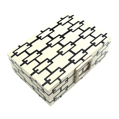 Handmade Black & White Resin Trinket Box – Elegant Rectangular Storage Solution