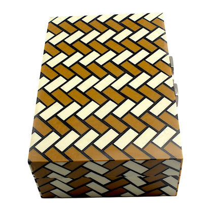 Handmade White & Brown Resin Trinket Box – Rectangular with Zig-Zag Pattern, Stylish Storage Solution