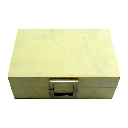 Handmade White Resin Trinket Box – Rectangular with Plain Design, Elegant Storage Solution