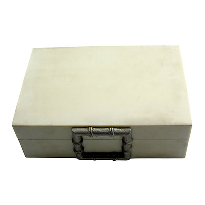 Handmade White Resin Trinket Box – Rectangular with Plain Design, Elegant Storage Solution