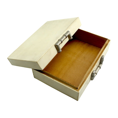 Handmade White Resin Trinket Box – Rectangular with Plain Design, Elegant Storage Solution
