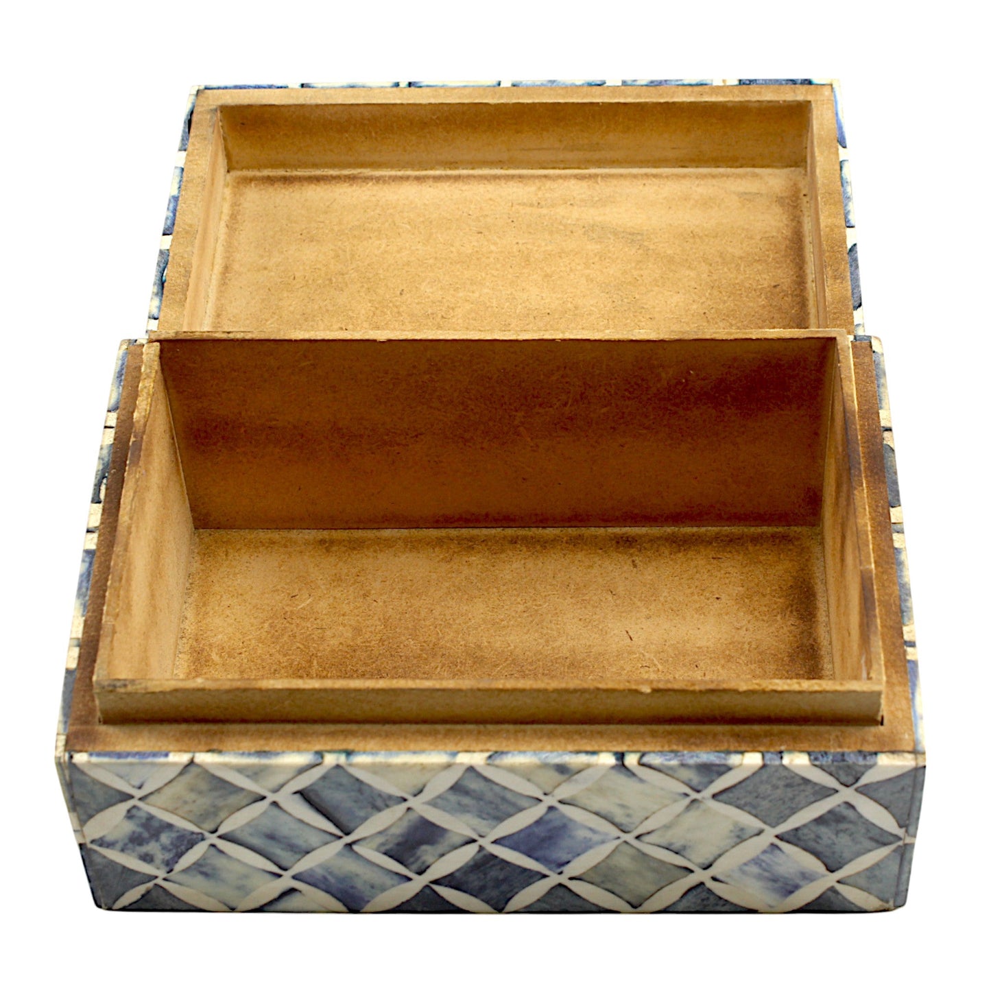 Handmade White Mix Bone Trinket Box – Rectangular with Criss-Cross Design, Elegant and Stylish Storage Solution