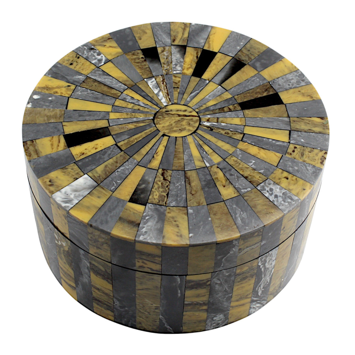 Handmade Black & Brown Bone Trinket Box – Round with Star Contemporary Design, Elegant Storage Solution