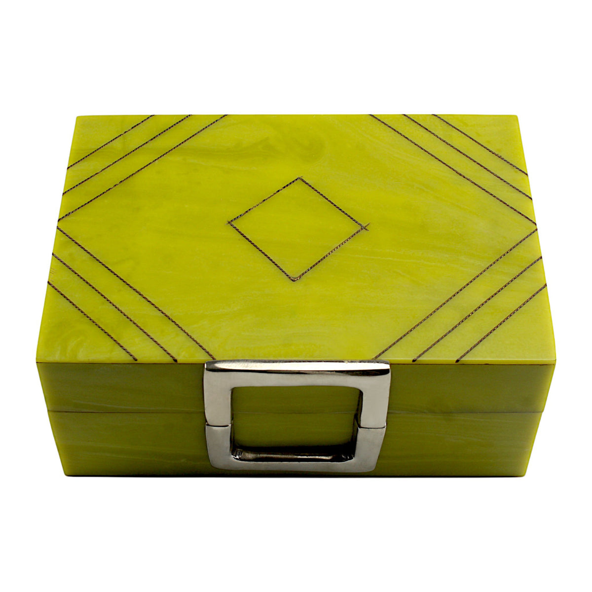 Handmade Green Resin Trinket Box – Rectangular with Rough Plain Design, Elegant and Durable Storage Solution