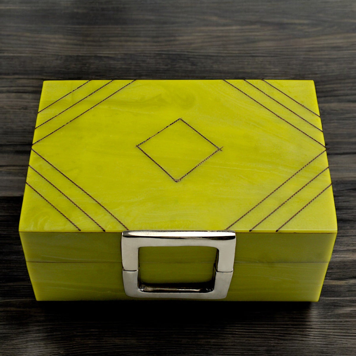Handmade Green Resin Trinket Box – Rectangular with Rough Plain Design, Elegant and Durable Storage Solution