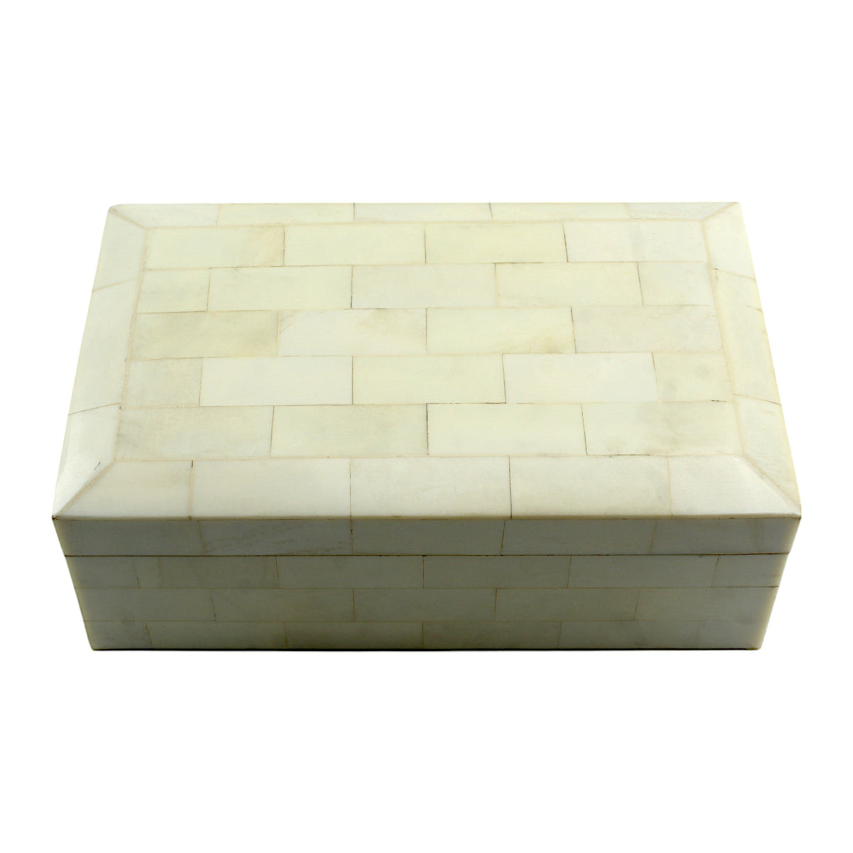 Handmade White Bone Trinket Box – Rectangular with Plain Design, Elegant Storage for Jewelry & Keepsakes