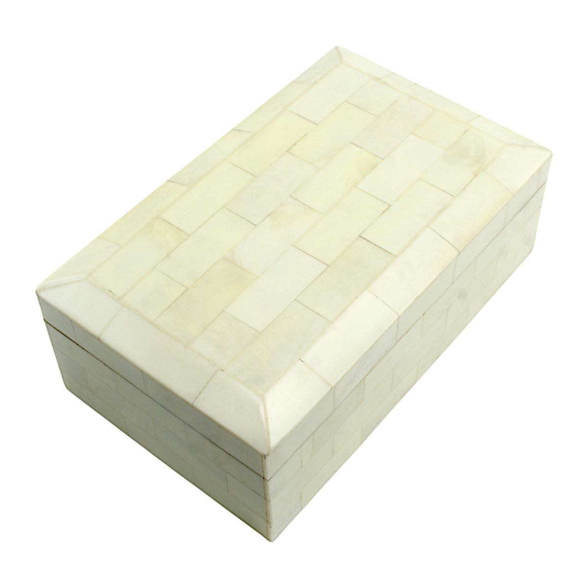 Handmade White Bone Trinket Box – Rectangular with Plain Design, Elegant Storage for Jewelry & Keepsakes