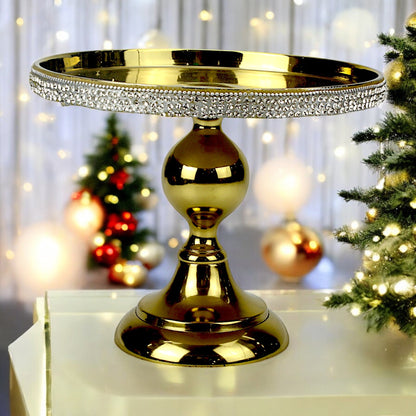 Golden Handcrafted Mosaic Finish Aluminum Cake Stand – Elegant Dessert Display for Holidays | Hind Decor