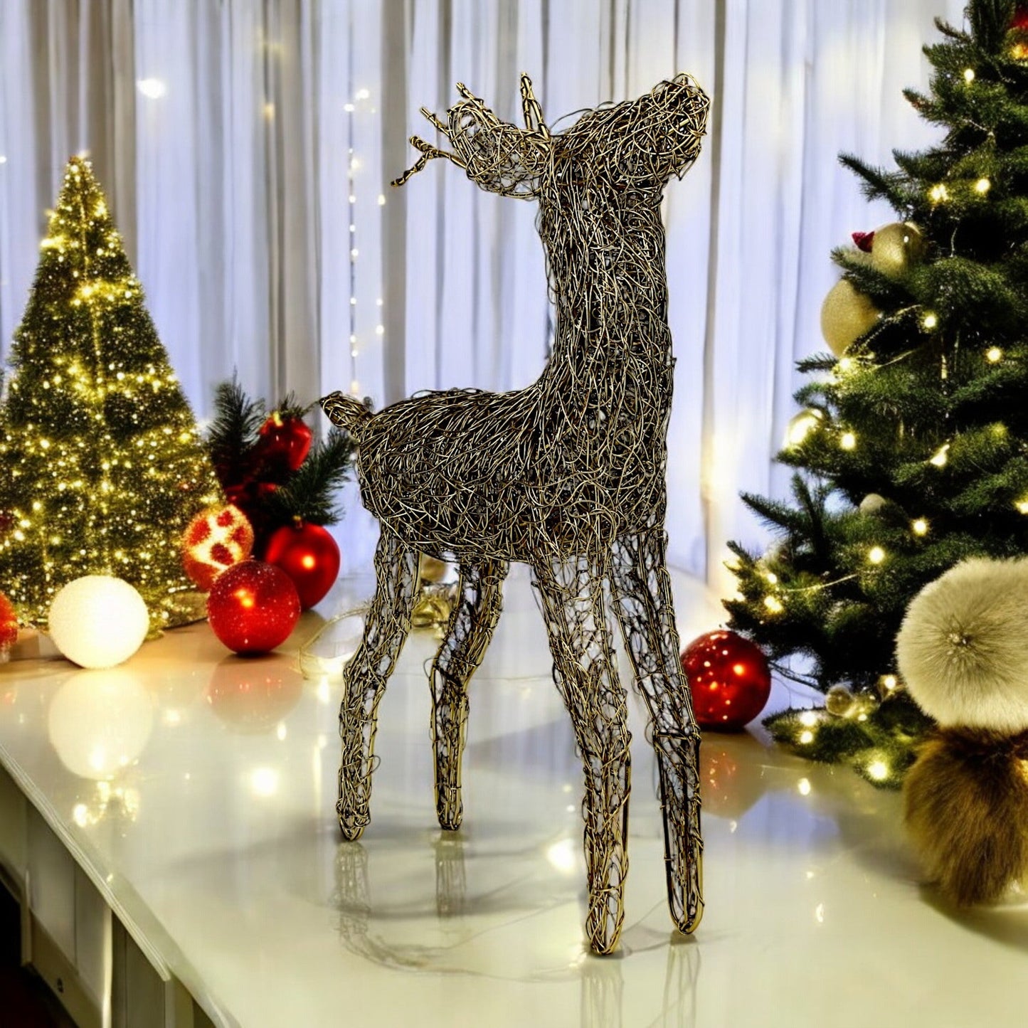 Black Iron Wire Handcrafted Christmas Deer – Stylish Holiday Decor | Hind Decor