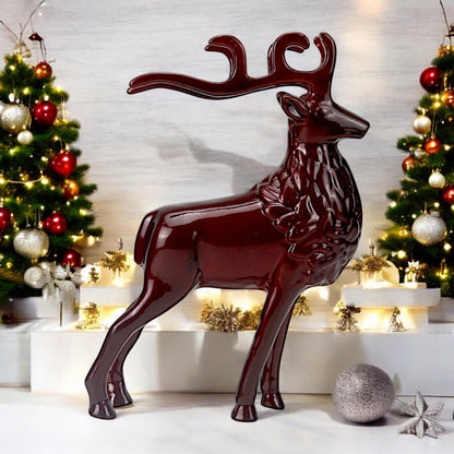 Red Aluminum Long Horn Reindeer – Elegant Christmas Decor | Hind Decor