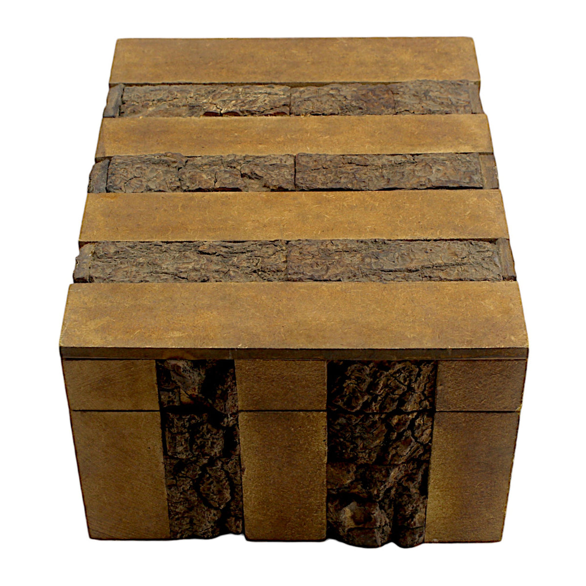 Luxe Rustic Bark-Finish Wooden Trinket Box – Handcrafted Elegance