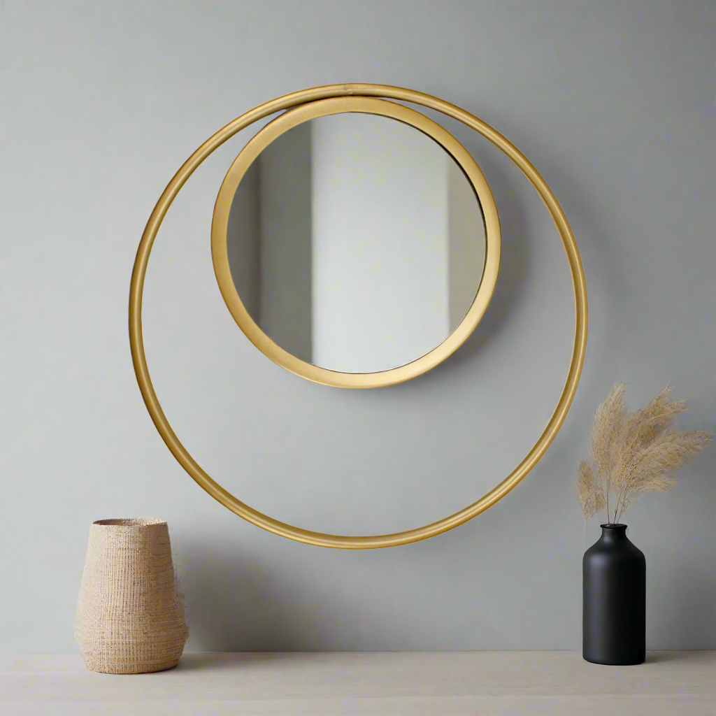 Elegant Round Mirror in a Sleek Circular Frame